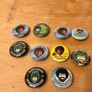 Bob Ross Button Pins  Happy Little Accidents The Joy of Painting